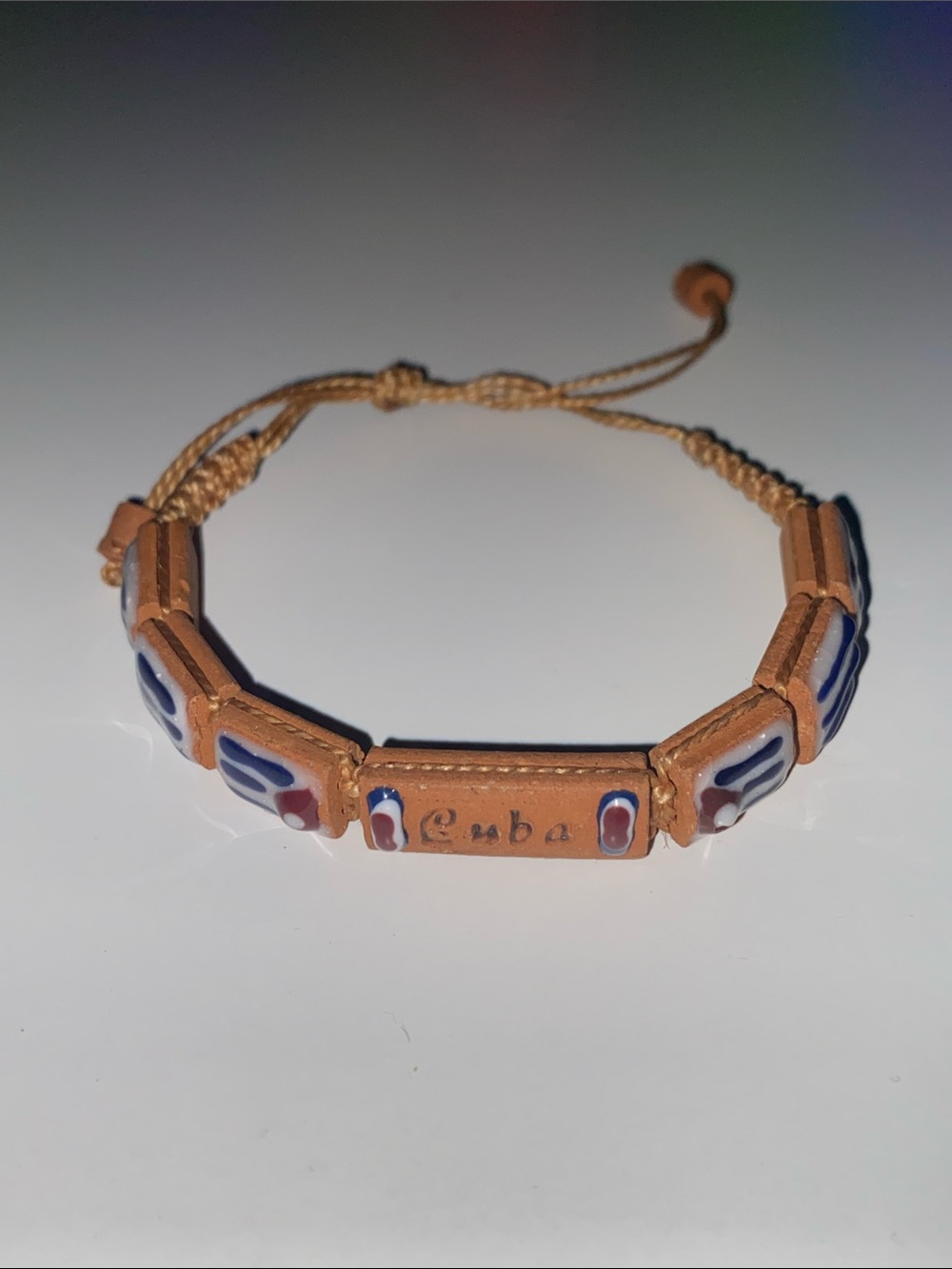 Handcrafted Tan Leather 'Cuba' Beaded Men's Bracelet